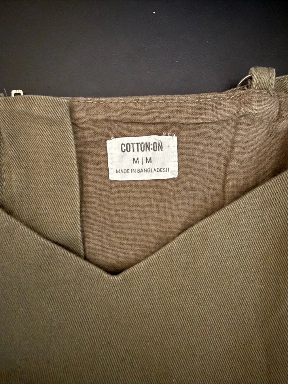 Cotton On Olive Green Cargo Mini Dress with Spaghetti Straps Size Medium